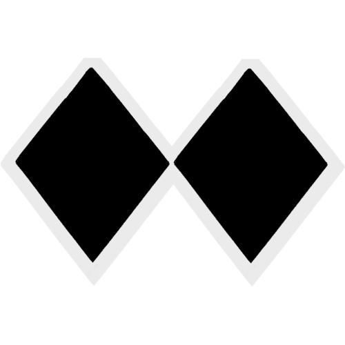 two black diamonds next to each other with a white outline